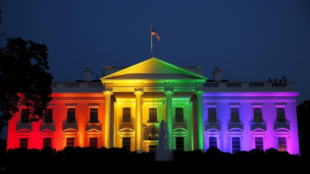 The White House Lighted in Rainbow Colors